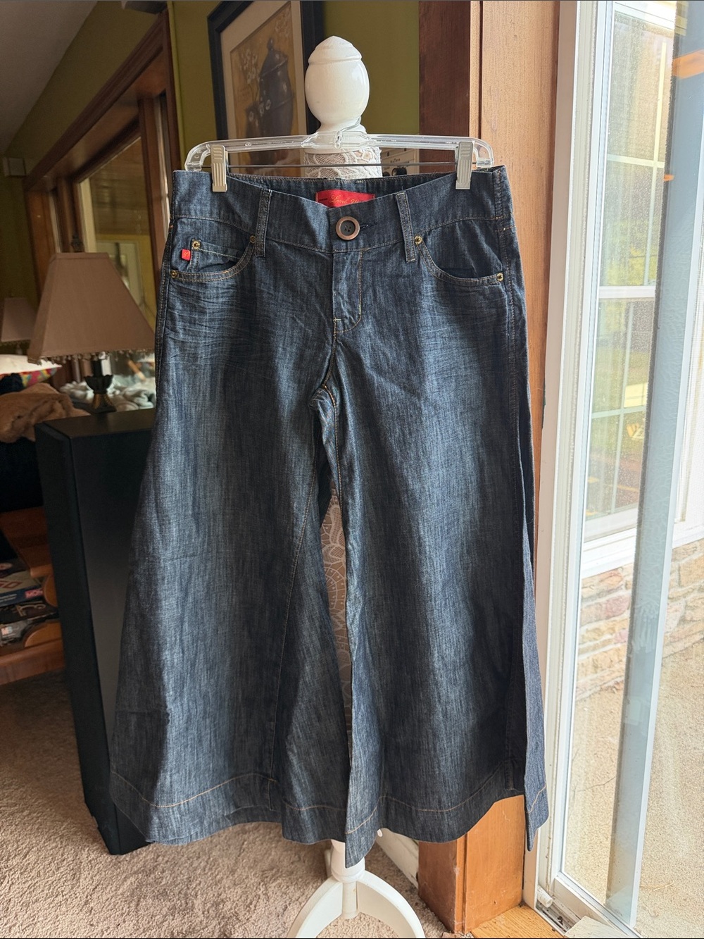 Level 99 Dark Blue Wide-Leg Jeans with Flare
